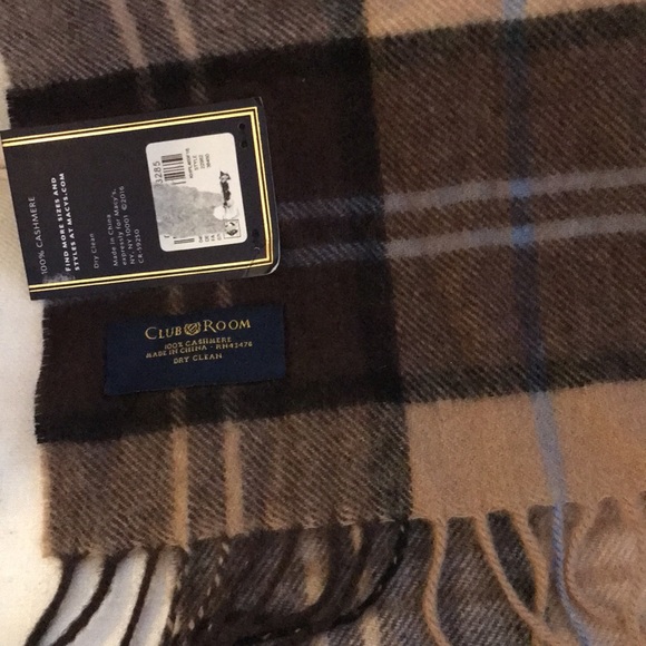100% cashmere plaid scarf with fringe NWT unisex - Picture 2 of 3